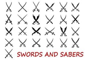 Crossed swords and sabers vector