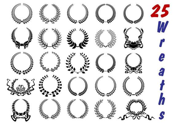 Laurel wreaths icon set