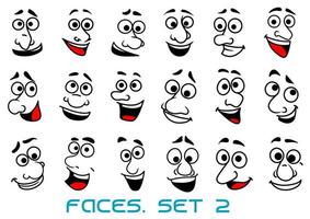 Cartoon human faces with happy emotions vector