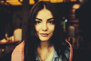 Close-up portrait of young woman photo