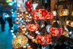 Beautiful turkish mosaic lamps photo