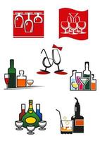 Glasses and alcohol icons or symbols vector