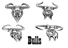 Angry buls mascot s and tattoos vector