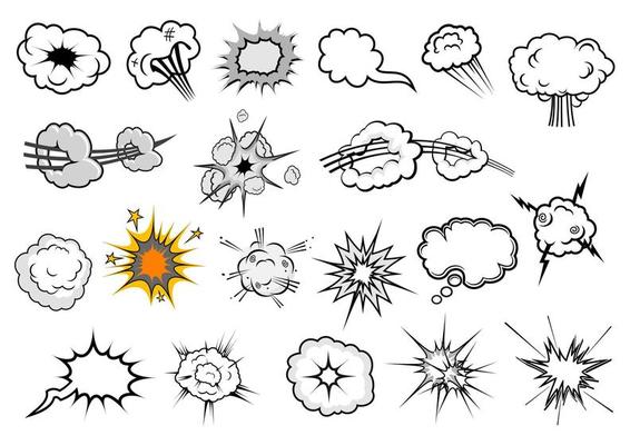 Cartoon comic explosion and speech elements