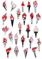 Flaming torches in vintage style vector