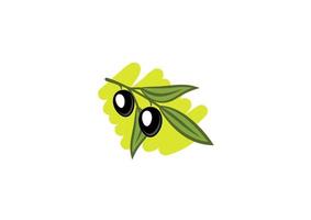 Leafy twig with two black olives vector