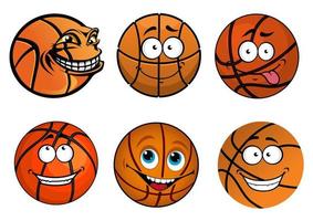 Cartoon happy traditional shaped basketball balls characters vector