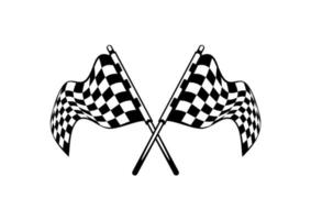 Waving crossed black and white checkered flags vector