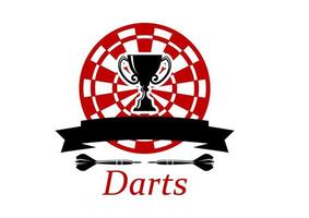 Darts emblem with trophy cup vector