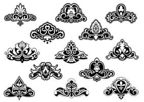 Decorative floral design elements and motifs vector