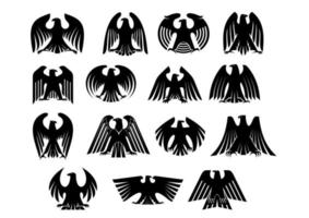 Eagle heraldry silhouettes set vector