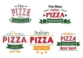 Italian pizza colorful labels vector