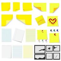 Office, sticky notes and turned paper vector