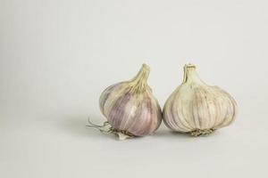 Fresh garlic isolated on white background photo