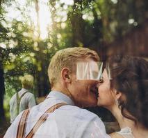 Beautiful wedding couple posing photo