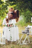 Young family with child at a picnic photo