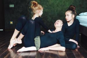 Mom and two daughters spend time together photo