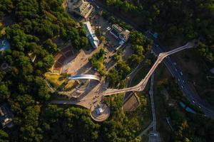 Aerial drone view of new pedestrian bridge from above photo