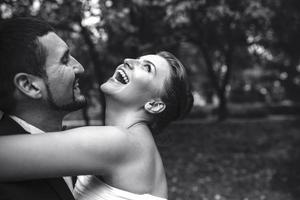 Beautiful wedding couple posing photo