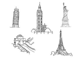 Set of famous world landmarks vector