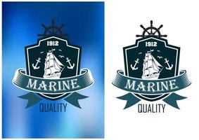 Retro marine heraldic banner vector