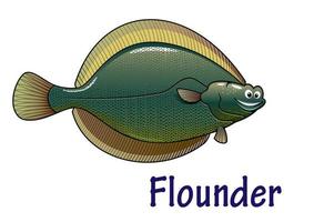 Flounder fish cartoon character vector