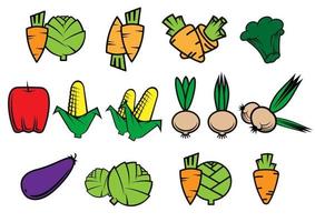 iconos planos de verduras frescas vector