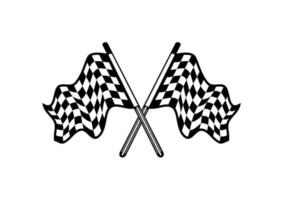 Crossed pair of waving checkered flags vector