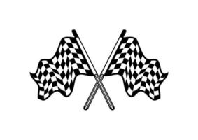 Crossed pair of waving checkered flags vector