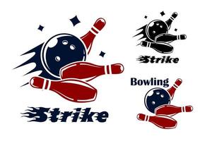 Bowling icons and symbols vector