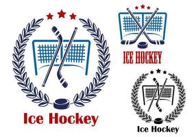 Ice hockey net emblems vector