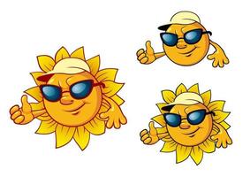 Cartoon style sun character vector