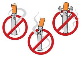No smoking signs with cigarettes vector