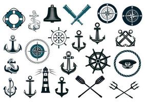 Set of nautical icons vector