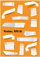 White paper notes and scraps attached with pins vector