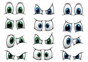 conjunto de ojos de dibujos animados que muestran varias expresiones vector