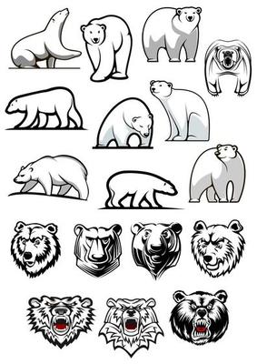 White polar bear cartoon characters