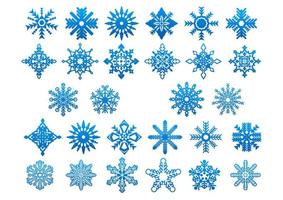 Blue snowflakes icon set vector