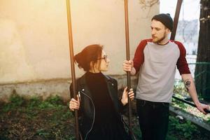 couple on a swing photo