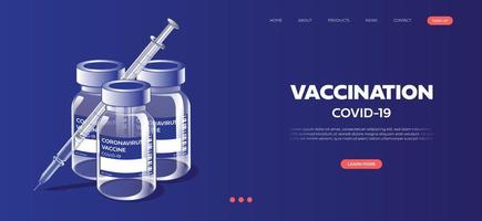 Coronavirus vaccine vector background. Covid-19 corona virus vaccination with vaccine bottle and syringe injection tool for covid19 immunization treatment. Vector illustration.