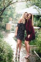 Two girls in a summer park photo