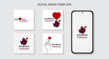 Giving Tuesday, global day of charitable giving. Social media post template. vector