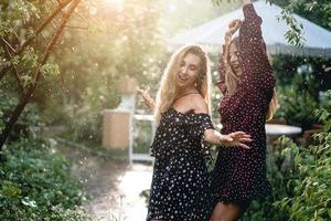 Two girls in a summer park photo