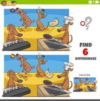 differences game with cartoon dogs animal characters vector