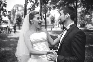 Wedding couple in the park photo