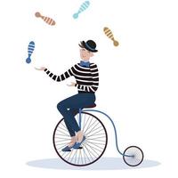 juggler on the bike vector