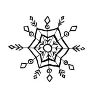 Set of doodle Christmas snowflake isolated on white. Vector illustration. EPS10