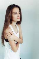 Young beautiful woman modeling photo