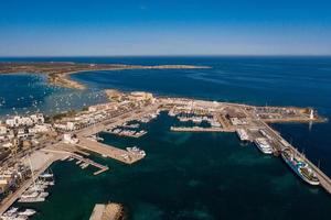 Beautiful turquoise bay at Formentera, aerial view. photo