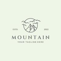 hill adventure logo mountain line art symbol vector